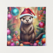 Adorable Christmas Otter Wandteppich (Vorderseite)
