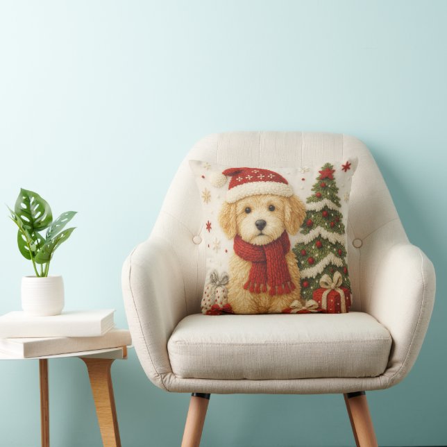 Adorable Christmas Puppy Throw Pillow  Kissen (Stuhl )