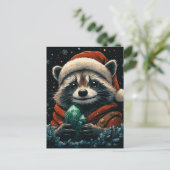 Adorable Christmas Raccoon Postkarte (Stehend Vorderseite)