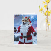 Adorable Christmas Red Fox Sings Karte (Gelbe Blume)