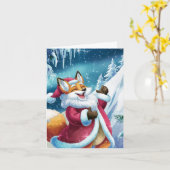 Adorable Christmas Red Fox Sings Karte (Gelbe Blume)