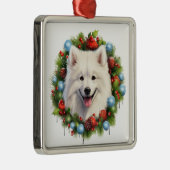 ADORABLE CHRISTMAS SAMOYED DOG WREATH ORNAMENT AUS METALL (Rechts)