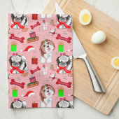 Adorable Christmas Shih Tzu Pattern Geschirrtuch (Viertel Falte)