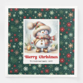 Adorable Christmas snowman with snowflakes kids Serviette (Vorderseite)