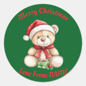Adorable Christmas Teddy Bär Runder Aufkleber (Vorderseite)
