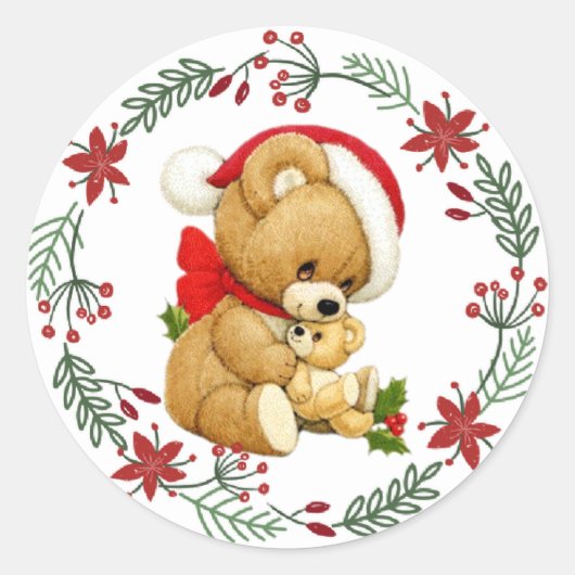 Adorable Christmas Teddy Bären Sticker (Vorderseite)