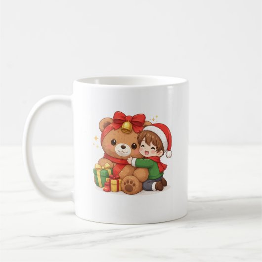 Adorable Christmas Teddy & Child Mug Kaffeetasse (Links)