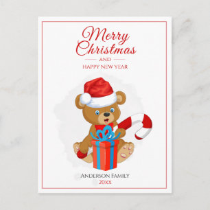 Adorable Christmas Teddy   Personalisierte Weihnac Postkarte