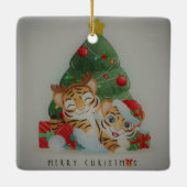 Adorable Christmas Tigers Keramikornament (Rückseite)