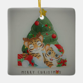 Adorable Christmas Tigers Keramikornament