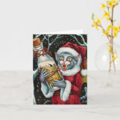 Adorable Christmas Vampire Gray Cat Fairy Karte (Gelbe Blume)
