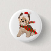 Adorable Christmas Yorkie in Weihnachtsmannmütze B Button (Vorderseite)