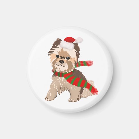 Adorable Christmas Yorkie in Weihnachtsmannmütze M Magnet (Vorne)