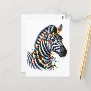 Adorable Christmas Zebra Postkarte