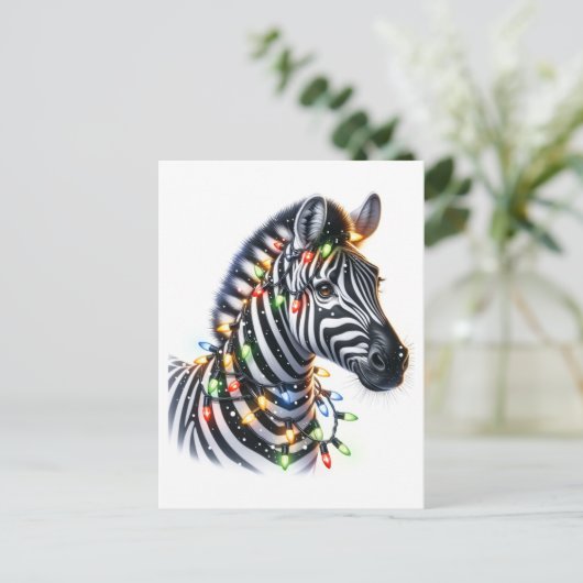Adorable Christmas Zebra Postkarte (Stehend Vorderseite)