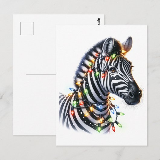 Adorable Christmas Zebra Postkarte (Vorne/Hinten)
