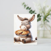 Adorable Chubby Donkey isst Pie Postkarte (Stehend Vorderseite)