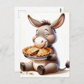 Adorable Chubby Donkey isst Pie Postkarte (Vorne/Hinten)