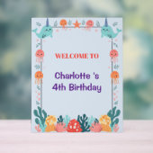 Adorable Chubby Narwhal Whale fish Seamless Sea Li Acrylschild (Neutral)