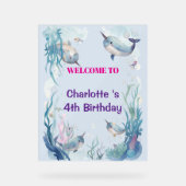 Adorable Chubby Narwhal Whale fish Seamless Sea Li Acrylschild (Vorderseite)