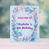 Adorable Chubby Narwhal Whale fish Seamless Sea Li Acrylschild (Neutral)