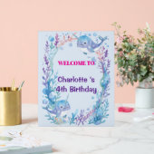 Adorable Chubby Narwhal Whale fish Seamless Sea Li Acrylschild (Hochzeit)