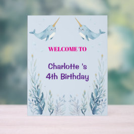 Adorable Chubby Narwhal Whale fish Seamless Sea Li Acrylschild