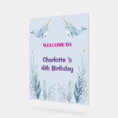 Adorable Chubby Narwhal Whale fish Seamless Sea Li Acrylschild (Winkel)