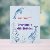 Adorable Chubby Narwhal Whale fish Seamless Sea Li Acrylschild (Neutral)