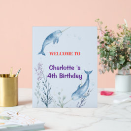 Adorable Chubby Narwhal Whale fish Seamless Sea Li Acrylschild