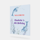 Adorable Chubby Narwhal Whale fish Seamless Sea Li Acrylschild (Winkel)