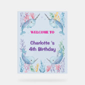 Adorable Chubby Narwhal Whale fish Seamless Sea Li Acrylschild (Vorderseite)