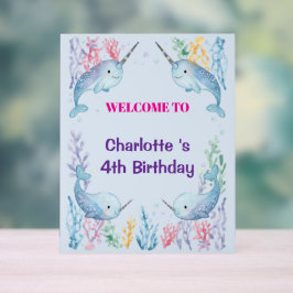 Adorable Chubby Narwhal Whale fish Seamless Sea Li Acrylschild