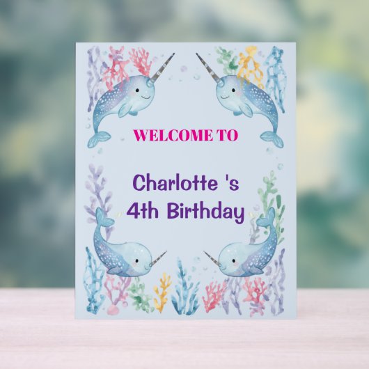 Adorable Chubby Narwhal Whale fish Seamless Sea Li Acrylschild (Neutral)