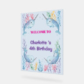 Adorable Chubby Narwhal Whale fish Seamless Sea Li Acrylschild (Winkel)