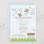 Adorable Clothesline Twins Baby Boy Dusche Einladung (Vorne/Hinten)