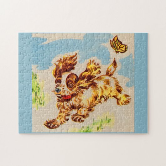 Adorable Cocker Spaniel Welpe auf dem Lauf Puzzle (Horizontal)