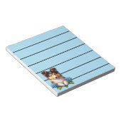 Adorable Collie Welpe mit blauen Blumen Notizblock (angewinkelt)