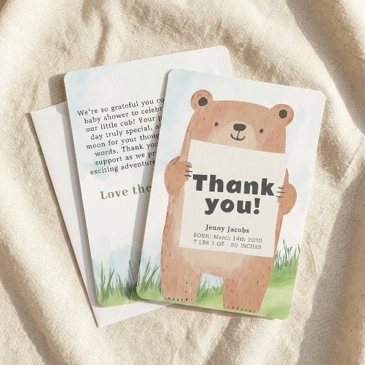 Adorable colorfu Bear Baby Ankündigung Vielen Dank