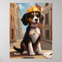 Adorable Construction Worker Hund Niedliche Welpen Poster