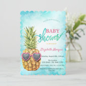 Adorable Coole Ananas Tropical Baby Dusche Einladung (Stehend Vorderseite)