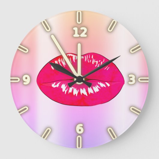 Adorable Coole Trendy Ombre Lips Große Wanduhr (Vorderseite)