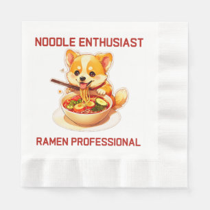 Adorable Corgi Enjog Ramen Sticker - Niedlich & Sp Serviette