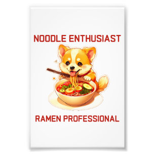 Adorable Corgi Enjoying Ramen Sticker Fotodruck