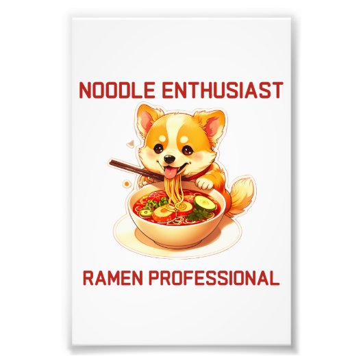Adorable Corgi Enjoying Ramen Sticker Fotodruck (Vorne)