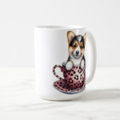 ADORABLE CORGI HUND IN VALENTINIEN TEA CUP KAFFEETASSE (VorderseiteRechts)