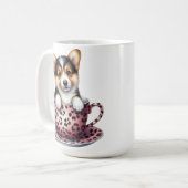 ADORABLE CORGI HUND IN VALENTINIEN TEA CUP KAFFEETASSE (Vorderseite Links)