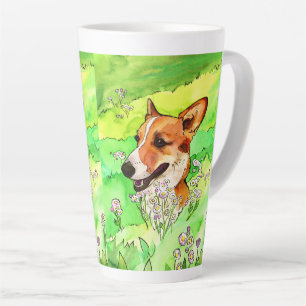 Adorable Corgi in einer Blume Milchtasse