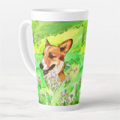 Adorable Corgi in einer Blume Milchtasse (Linke Ecke)