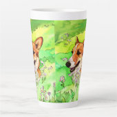 Adorable Corgi in einer Blume Milchtasse (Vorderseite)